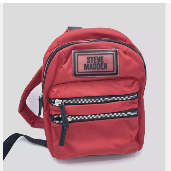 Steve Madden Women's Backpack Bag Red Zip Top Closure - Picture 1 of 3